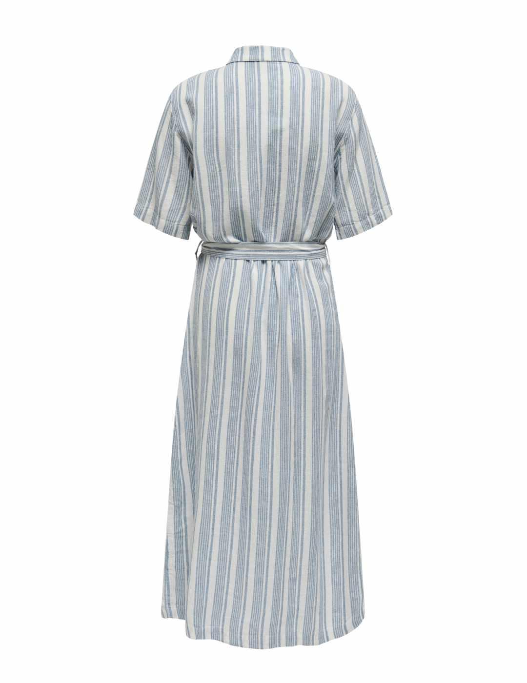 Vestido camisero Only Caro blanco y azul a rayas para mujer
