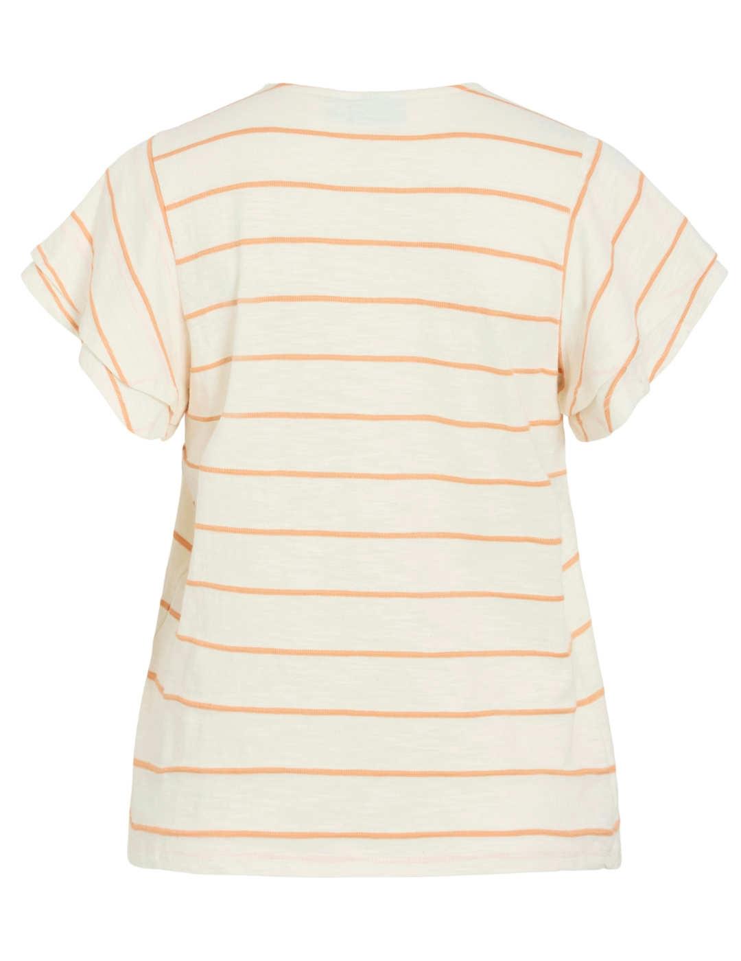 Camiseta Vila Morella rayas naranjas manga volantes de mujer
