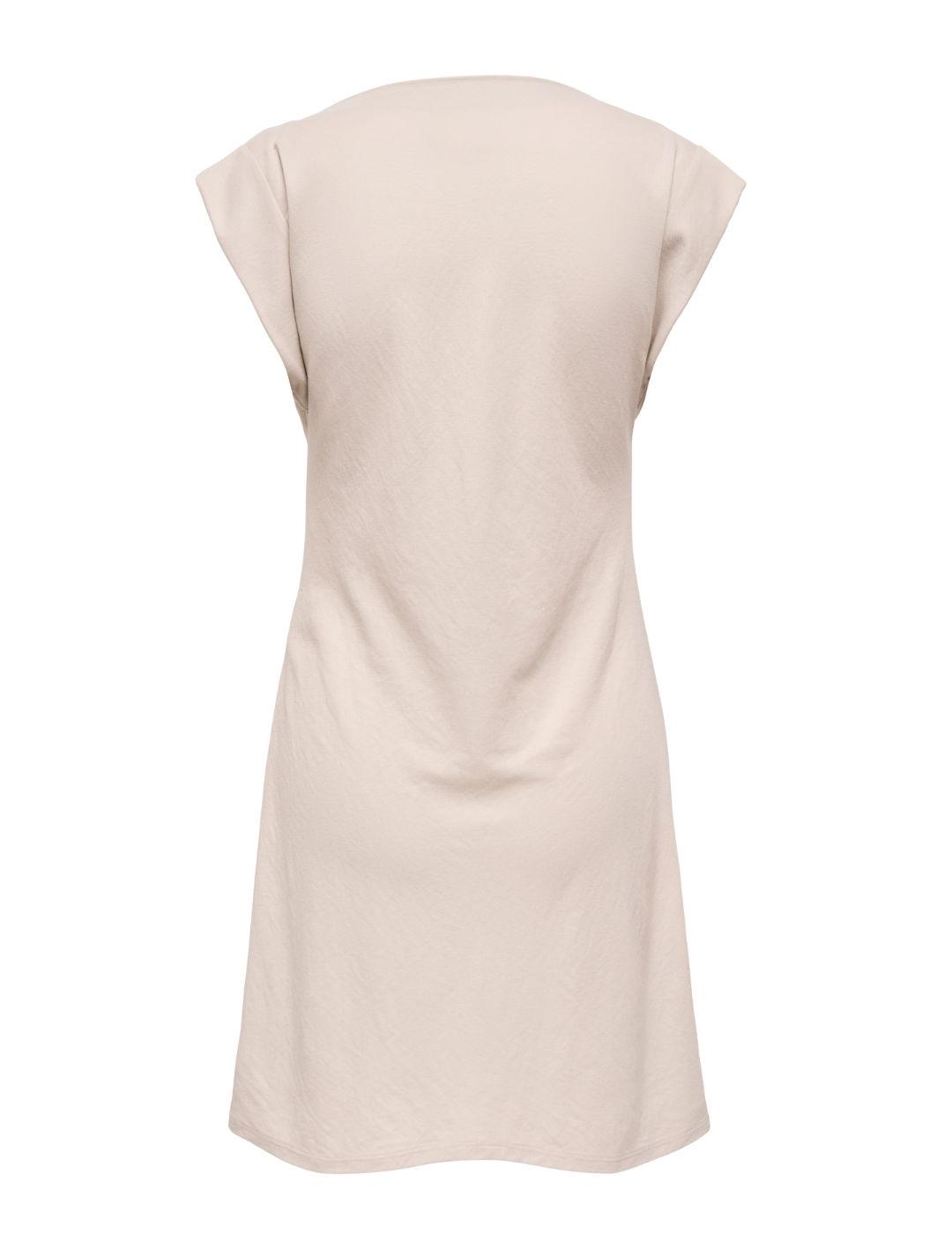 Vestido Only Jany mini beige hombros fruncidos para mujer