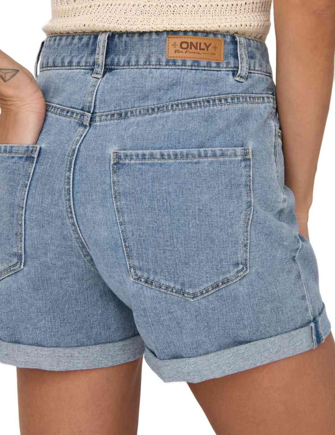 Short Only Vega azul claro dobladillo de mujer