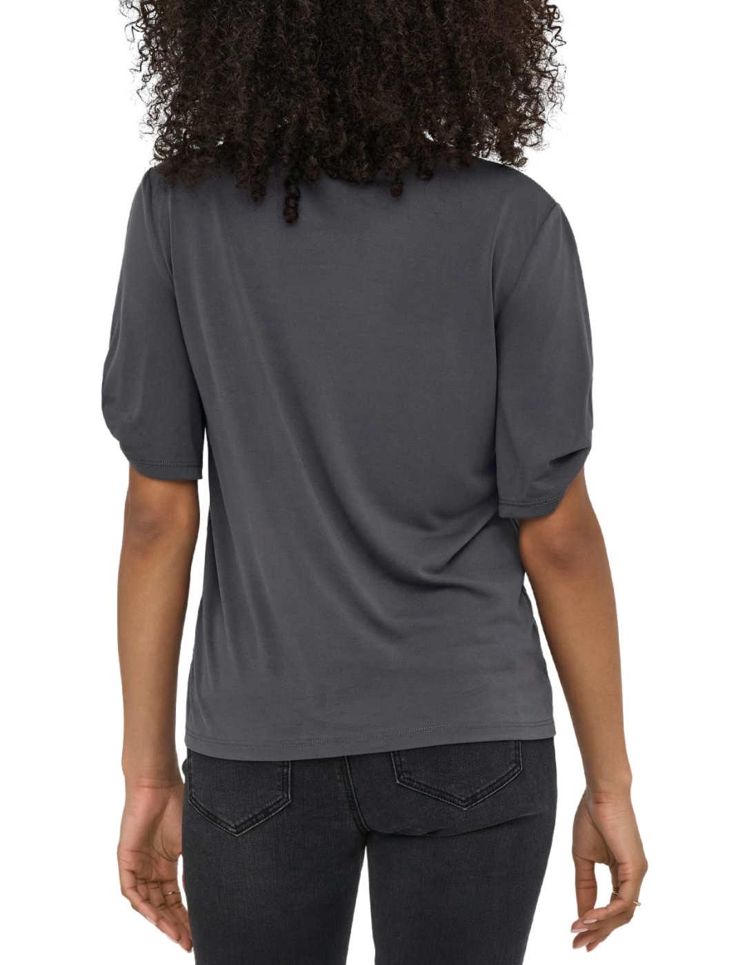 Camiseta Only Free gris oscuro vibes manga corta para mujer