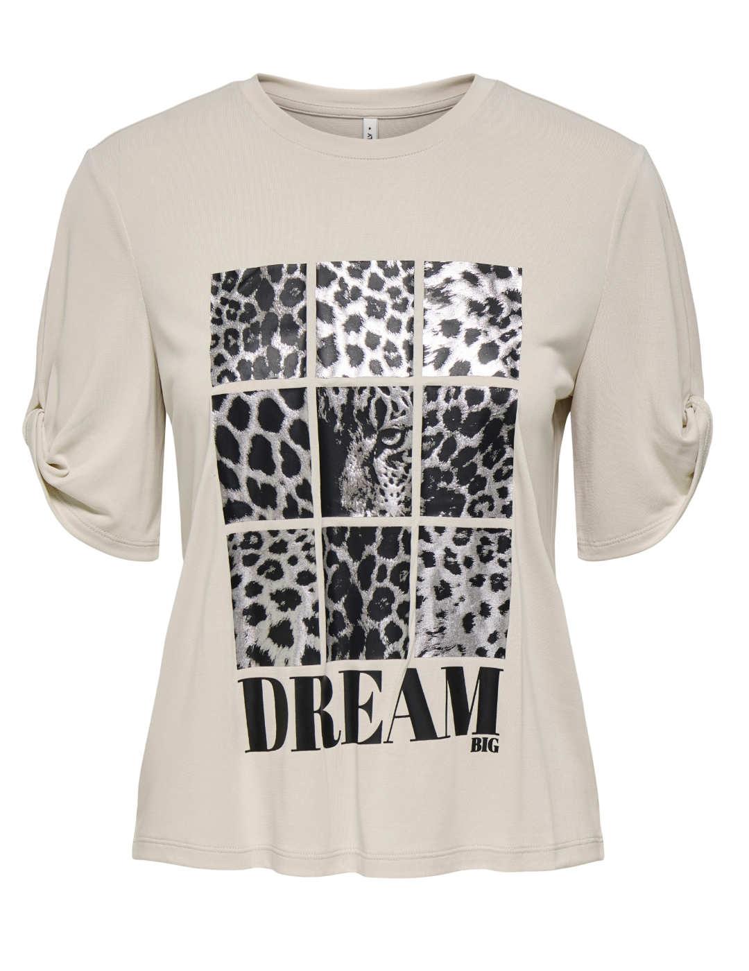 Camiseta Only Free beige dream manga corta para mujer