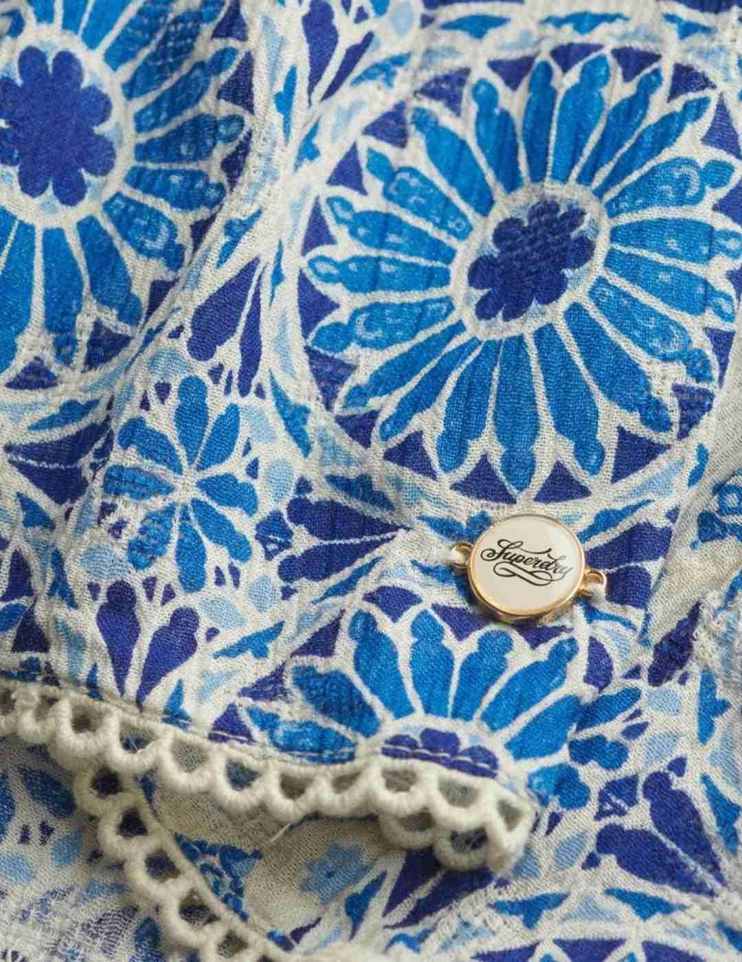 Top Superdry tirantes azul y blanco Ibiza para mujer